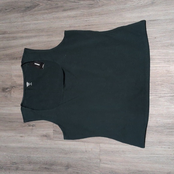 Express Body Contour Cotton Square Neck Tank Top Sz XL Emerald Green NEW NWT - Picture 2 of 3